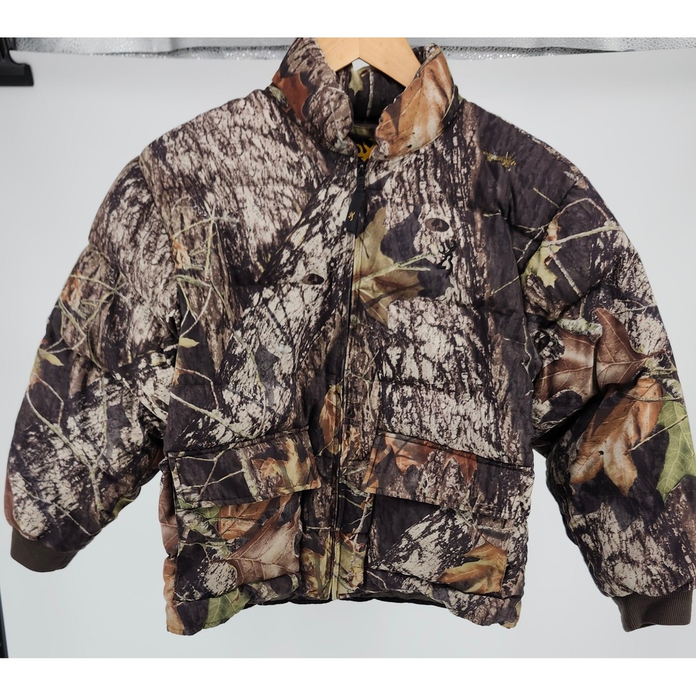 Browning Kids Camo Puffer Jacket Goose Down Insulated Mossy Oak Break-Up Medium